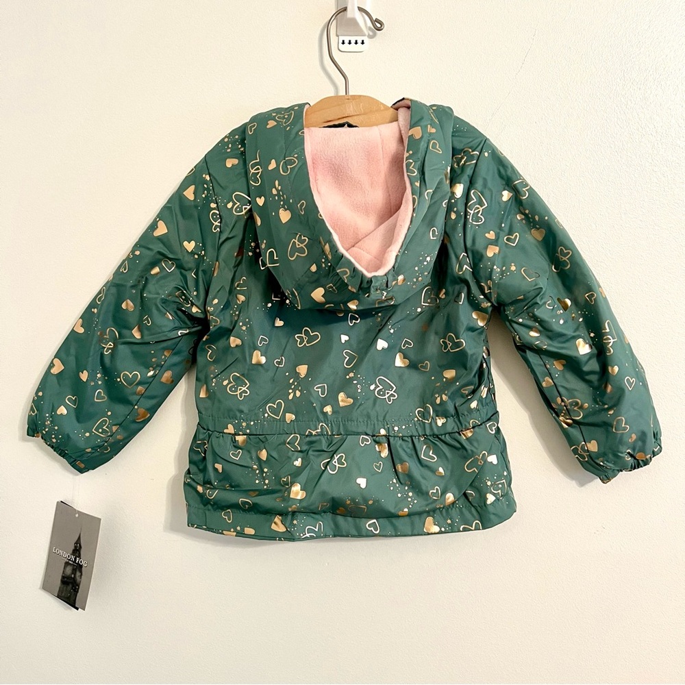 Green & Pink London Fog Toddler Jacket with Fun Pattern